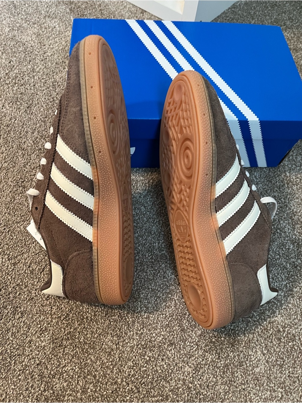 Adidas Handball Spezial Original Suede Sneakers - Gum Sole Brown & White - Picture 7 of 16
